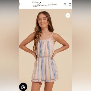 NWT Vintage Havana Pastel Stripe Cut Out Romper